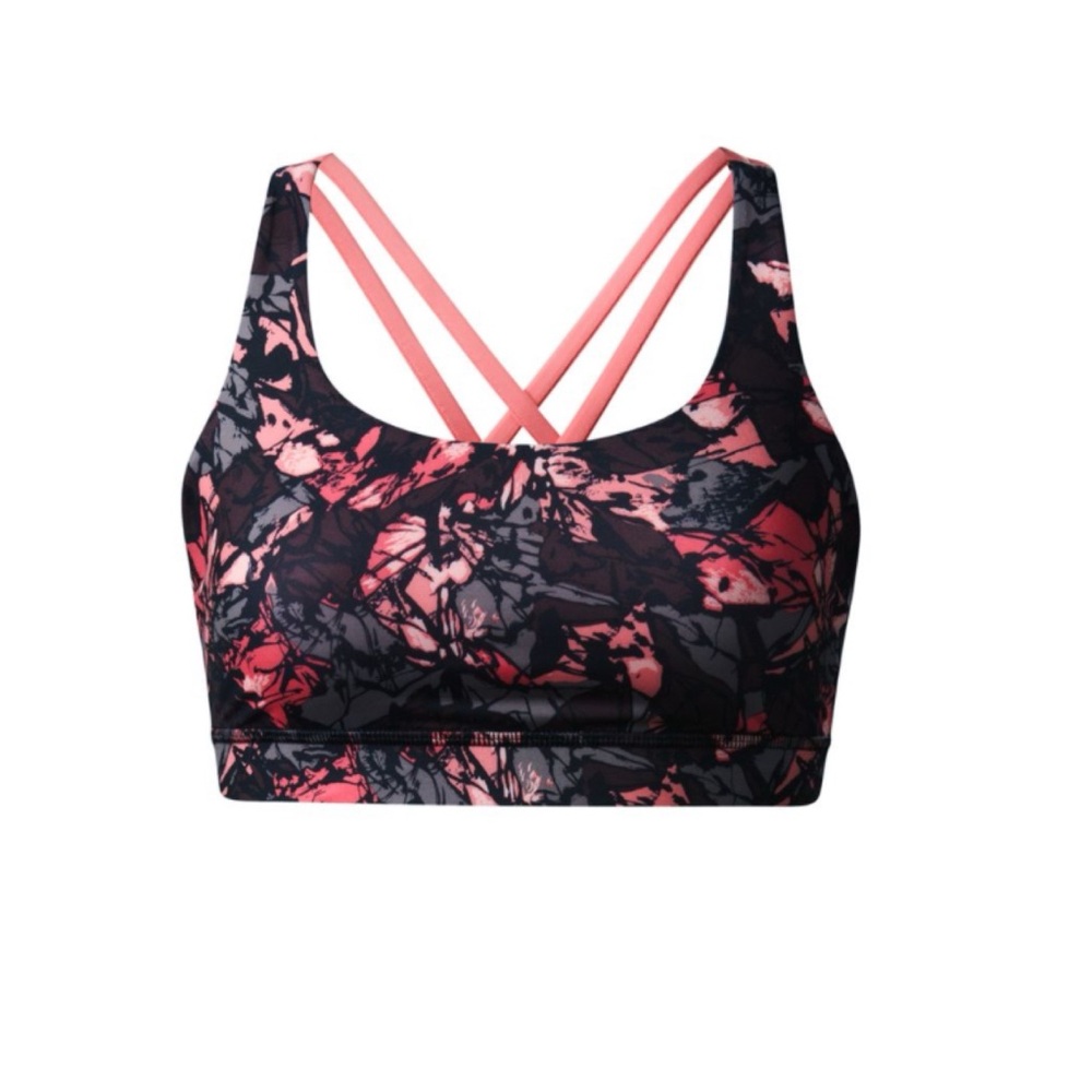 Lululemon Energy Bra in Mini Paint Storm Espresso Multi / Sunny Coral